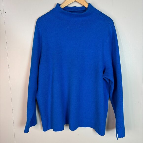 J. Jill Sweater 2X Mock Neck Blue Pullover Cotton Blend Women's - Picture 1 of 13